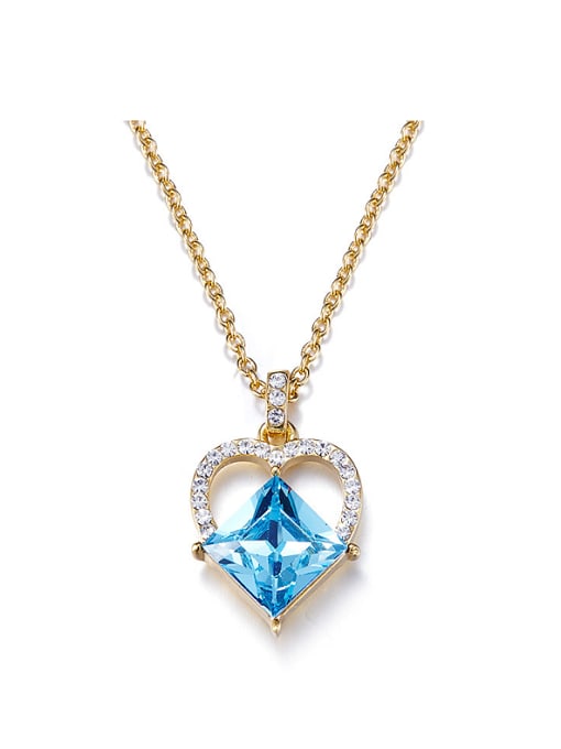 blue 2018 2018 2018 2018 2018 Heart-shaped Crystal Necklace