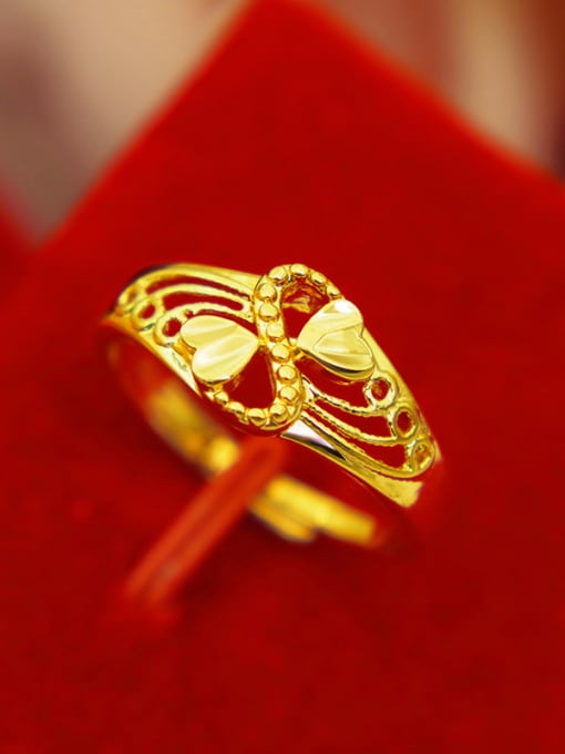 B Gold Plated S Shaped Women Ring