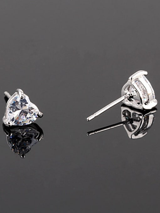 Qing Xing Love ,Five-Star And Five Square High-Quality Zircon 6MM  True Platinum stud Earring 3