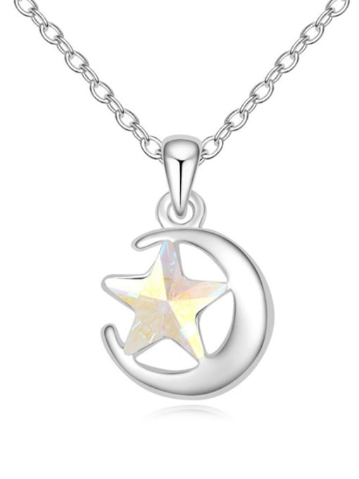 QIANZI Fashion austrian Crystal Star Moon Pendant Alloy Necklace 1