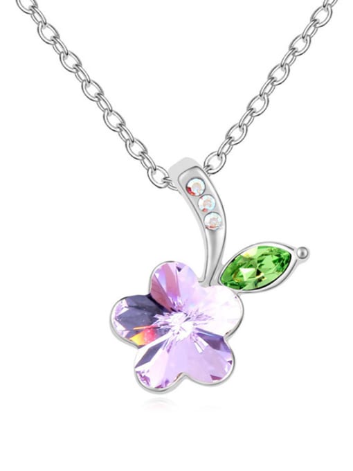 purple Fashion Flowery austrian Crystals Pendant Alloy Necklace