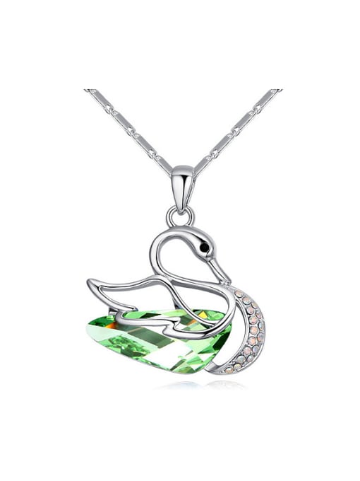 QIANZI Exquisite Shiny austrian Crystal Swan Alloy Necklace 0