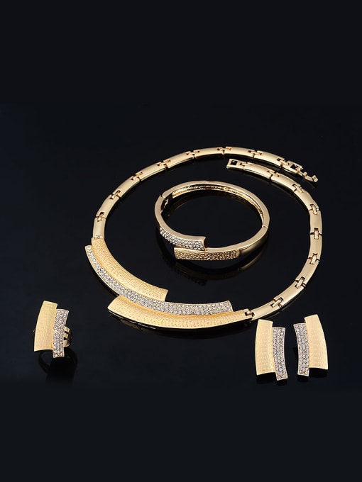 BESTIE Alloy Imitation-gold Plated Fashion Rhinestone Four Pieces Jewelry Set 1