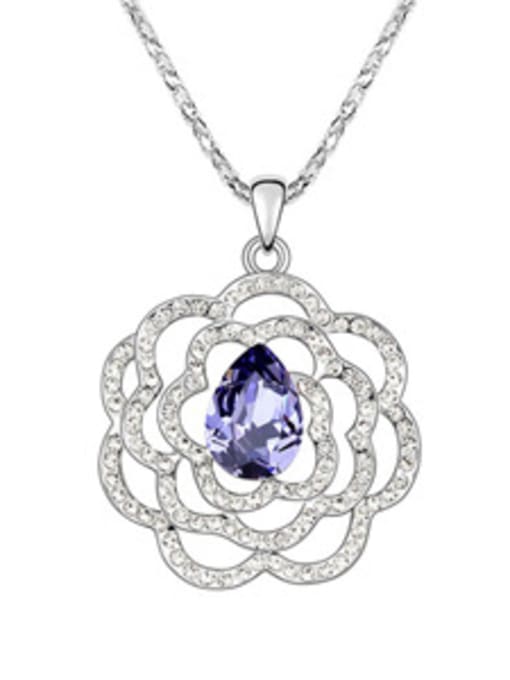 purple Fashion austrian Crystals Flower Alloy Necklace
