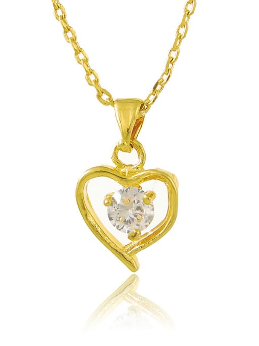 Yi Heng Da Women Elegant Heart Shaped Shimmering Zircon Necklace 0