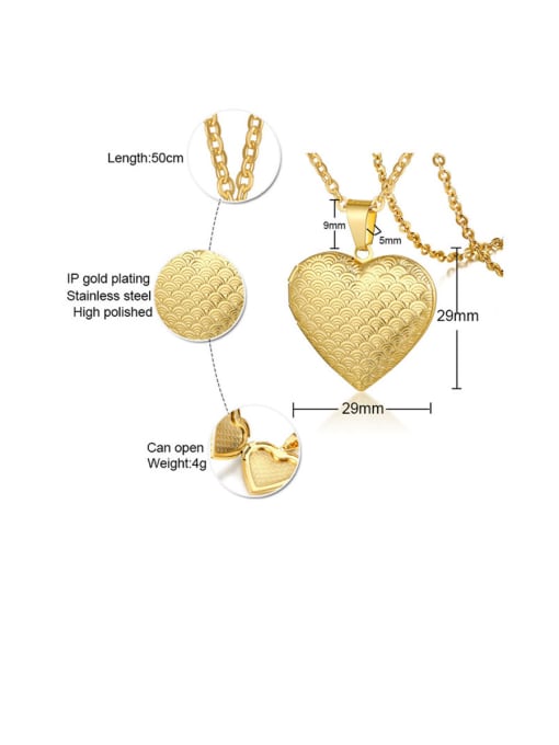 CONG Stainless Steel With Gold Plated Simplistic Heart Necklaces 2