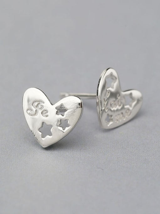 One Silver Women Delicate Heart Shaped Earrings