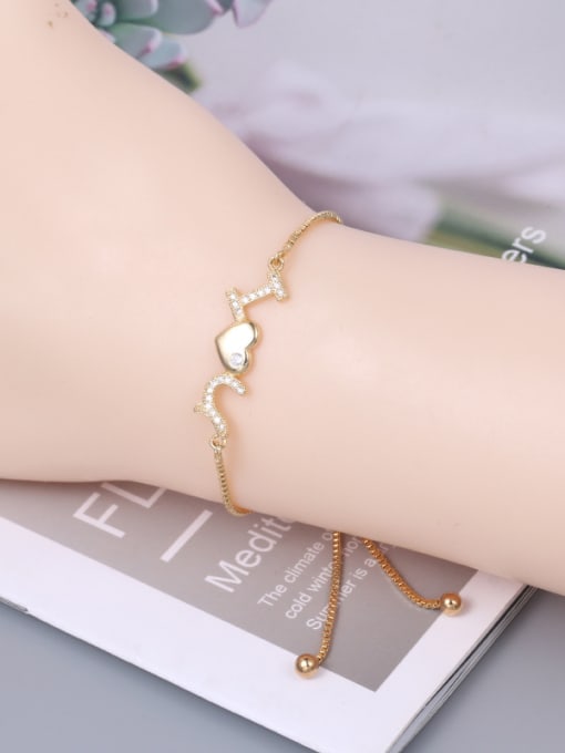 Mo Hai Copper With Cubic Zirconia  Simplistic Monogrammed Adjustable Bracelets 1
