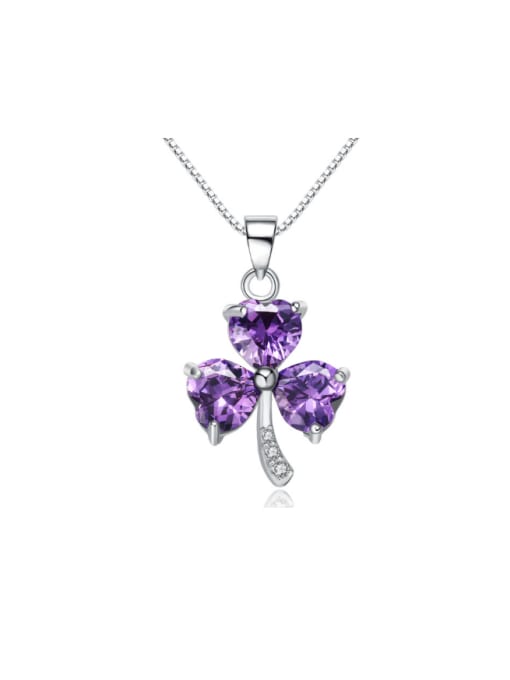 kwan S925 Silver Amethyst Fashion Clavicle Necklace 0