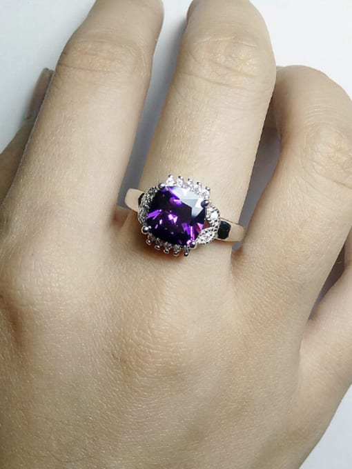 KENYON Fashion Purple AAA Zircon-accented Copper Ring 1