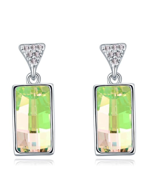 green Simple Rectangular austrian Crystal Alloy Stud Earrings