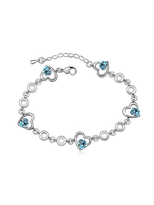 light blue Simple Heart austrian Crystals Alloy Bracelet