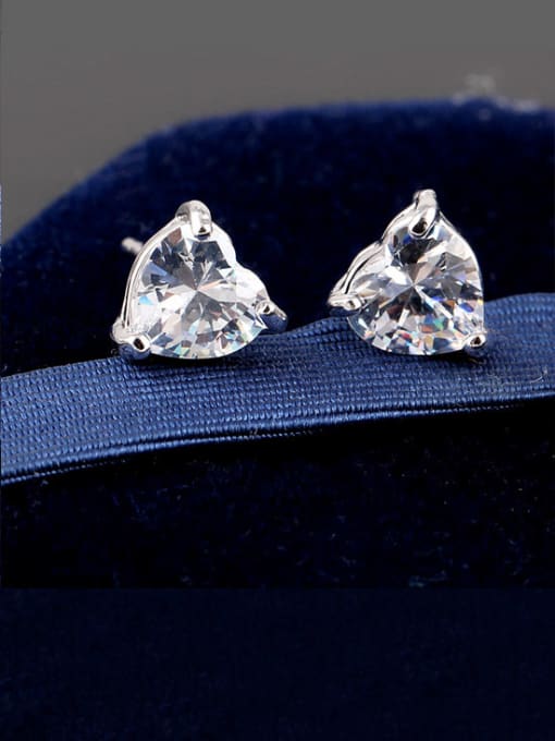 Qing Xing Love ,Five-Star And Five Square High-Quality Zircon 6MM  True Platinum stud Earring 2