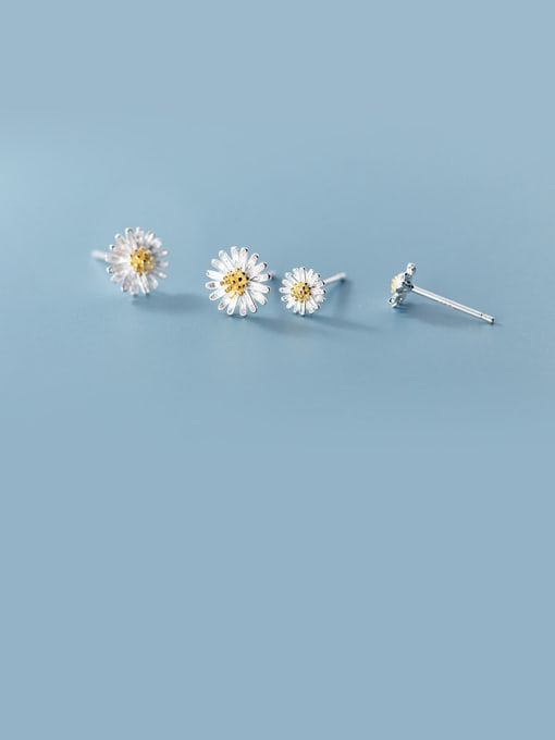 Rosh 925 Sterling Silver With Platinum Plated Cute Flower Stud Earrings