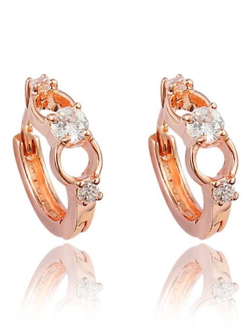SANTIAGO Elegant Rose Gold Plated White Zircon Clip Earrings 1