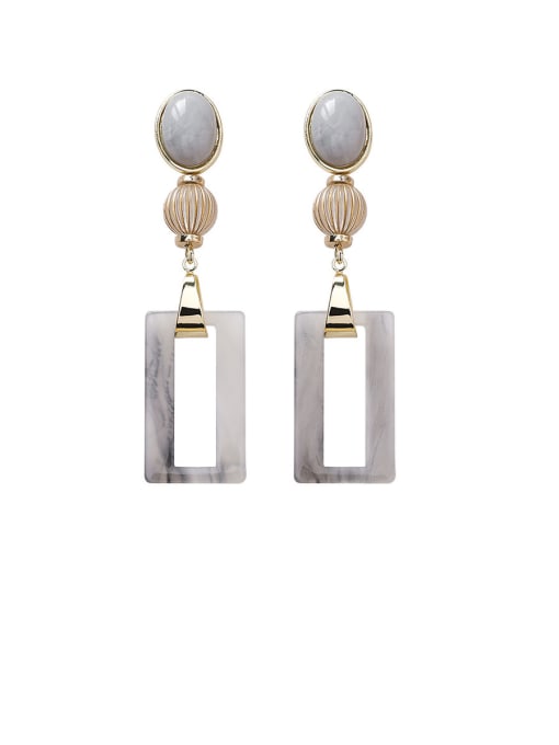 Girlhood Alloy With Gold Plated Simplistic Hollow  Geometric Drop Earrings 0