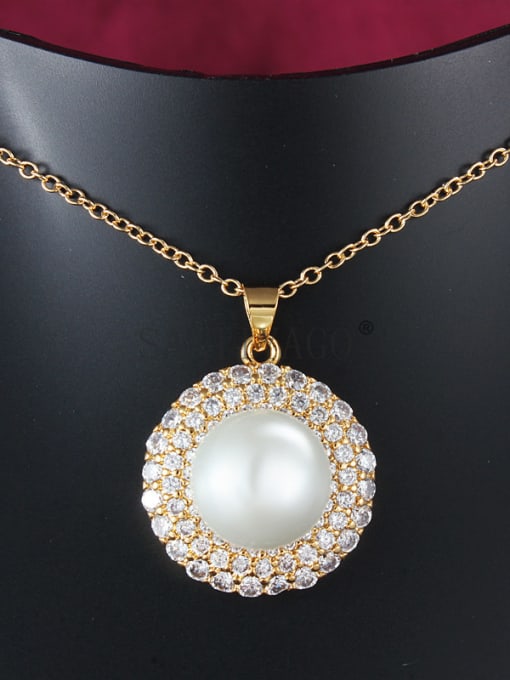 SANTIAGO Temperament Round Shaped Artificial Pearl Three Jewelry Set 1