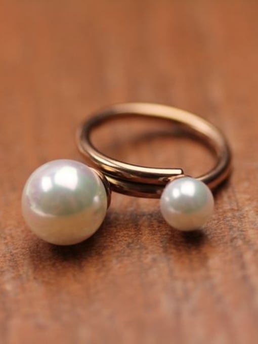 GROSE Artificial Pearls Double Lines Opening Ring 1