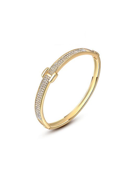 18k Gold Exquisite 18K Gold Plated H Shaped Bangle