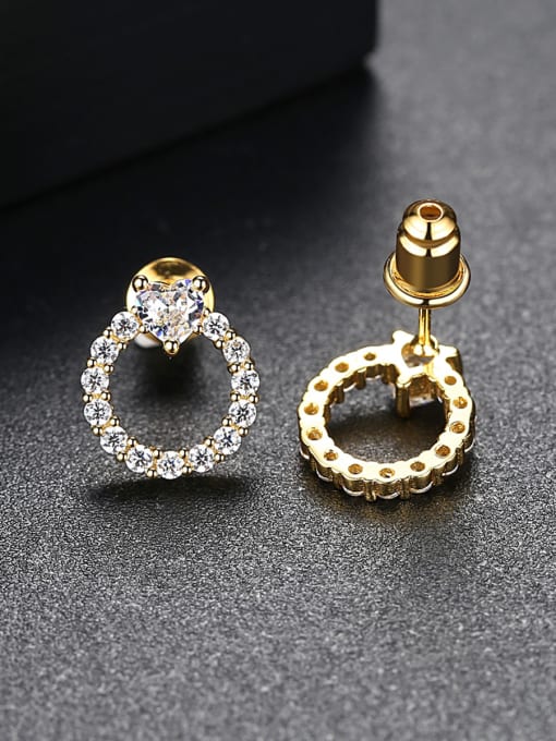 BLING SU Copper inlay AAA zircon simple love ring earrings