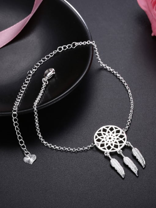 OUXI Ethnic style Hollow Round shape Feathers Anklet 2