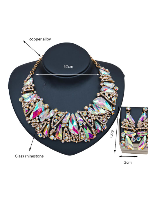 Lan Fu 2018 Irregular Glass Rhinestones Two Pieces Jewelry Set 3