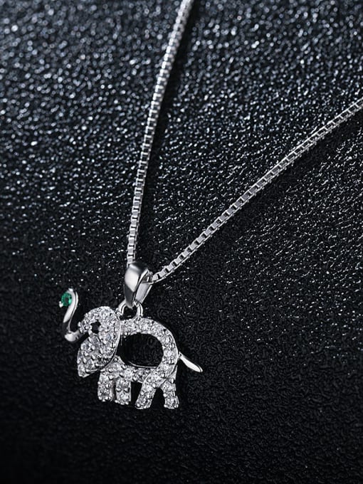 UNIENO 925 Sterling Silver With Platinum Plated Cute Animal Elephant  Necklaces 1