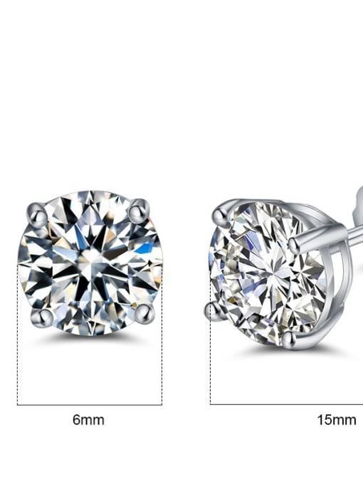 White Shining AAA Zircons Elegant Silver Stud Earrings