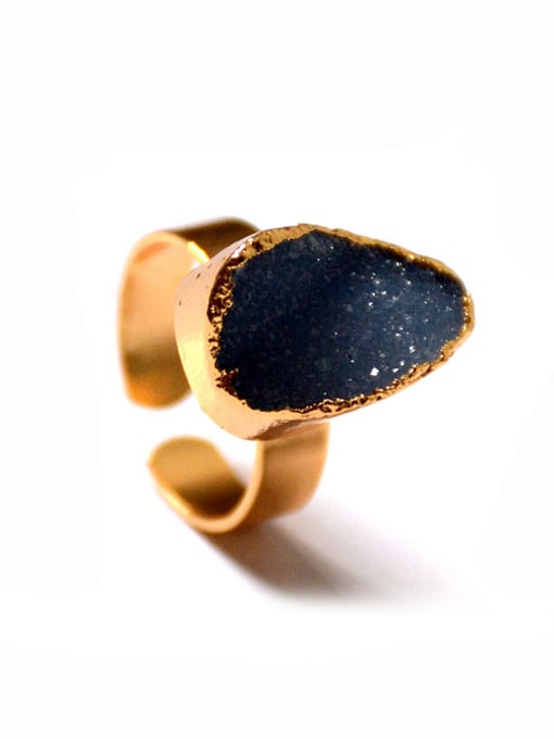 Blue Gold Plated Irregular Natural Crystal Opening Ring
