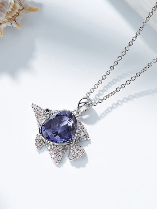 CEIDAI Fashion Purple austrian Crystal Zircon Fish Necklace 2