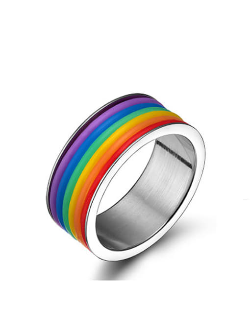 CONG Multi-color Geometric Shaped Glue Stainless Steel Ring 0