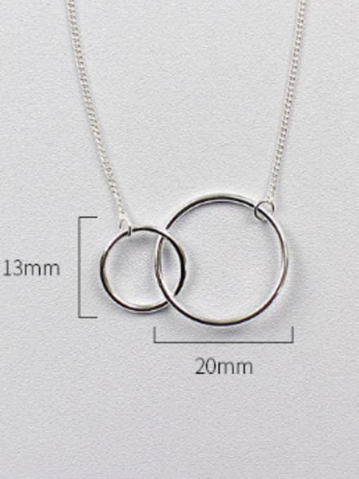 silvery Sterling silver fashion personality simple glossy double circle necklace