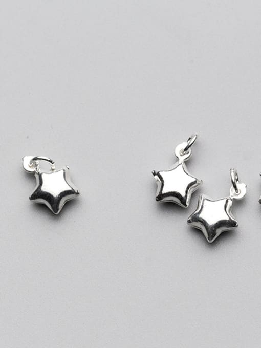 FAN 925 Sterling Silver With Rhodium Plated Simplistic Star Charms 1