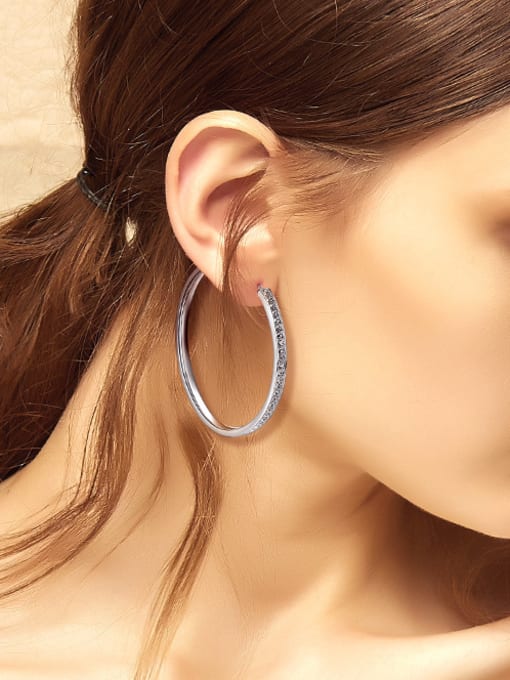 CEIDAI Simple Cubic Zircon Women Hoop Earrings 1