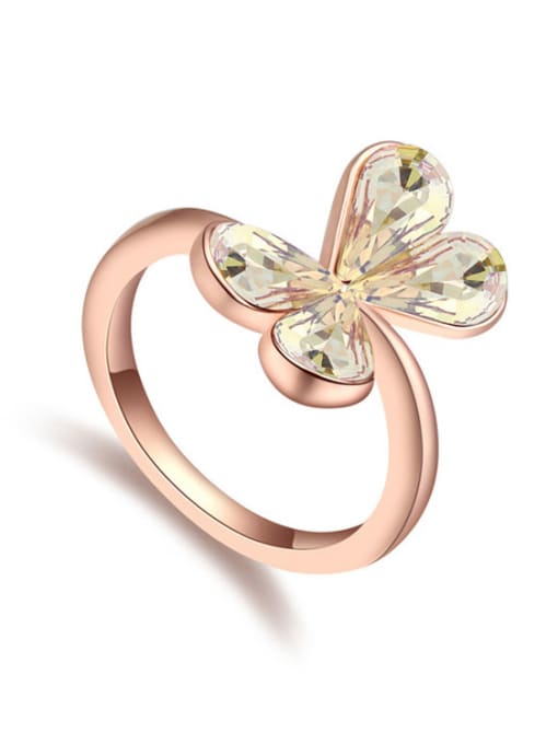 yellow Simple austrian Crystals Butterfly Alloy Ring