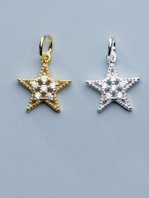 FAN 925 Sterling Silver With Cubic Zirconia Simplistic Star Charms 0