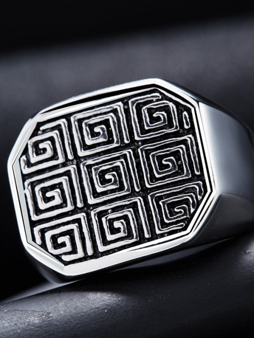 Ronaldo Men Pun Style Geometric Shaped Painting Ring 2