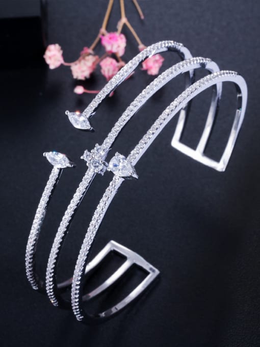 Bracelet Copper With Platinum Plated Delicate Geometric 2 Piece Jewelry Set