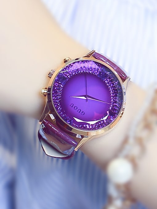 Purple GUOU Brand Fashion Rhinestones Watch