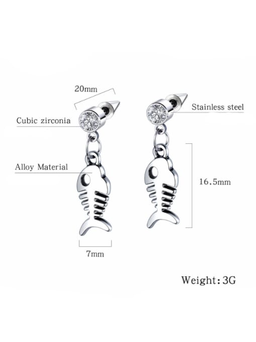 Open Sky Stainless Steel With Personality fishbone Stud Earrings 2