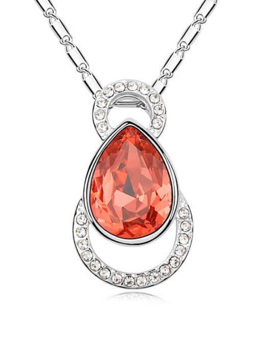 Red Simple Water Drop austrian Crystals Pendant Alloy Necklace