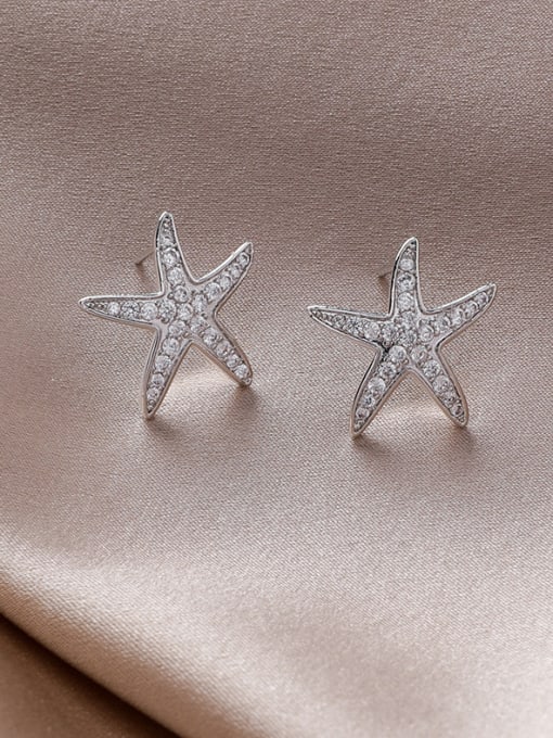 B Silver Alloy With Gold Plated Simplistic Star Stud Earrings