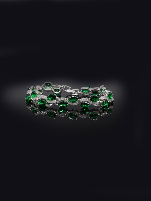 Green 18.4Cm Platinum Plated Colorful Bracelet
