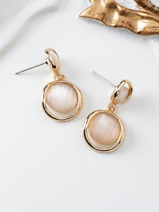 Girlhood Alloy With Rose Gold Plated Simplistic Round Drop Earrings