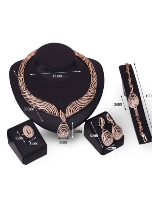 BESTIE Alloy Imitation-gold Plated Punk style Rhinestones Oval Four Pieces Jewelry Set 2