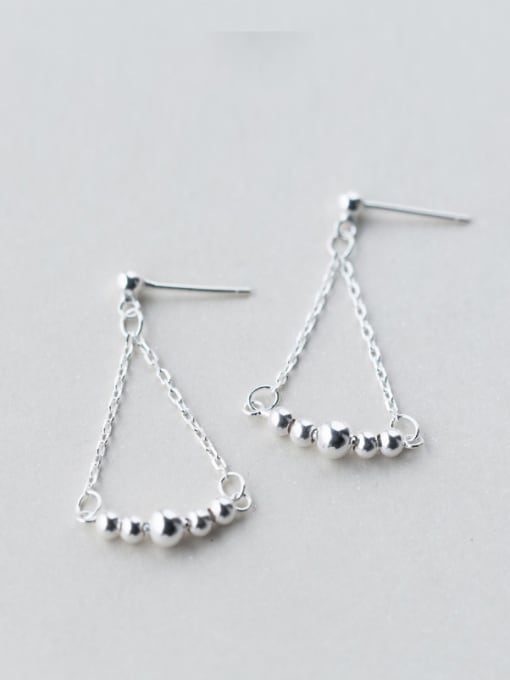 white Trendy Triangle Design S925 Silver Drop Earrings