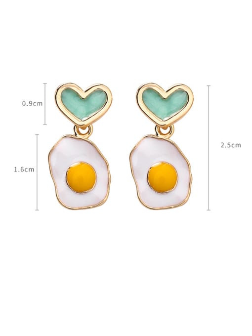 Girlhood Alloy With Enamel Personality Asymmetry Poached Egg  Heart Drop Earrings 3