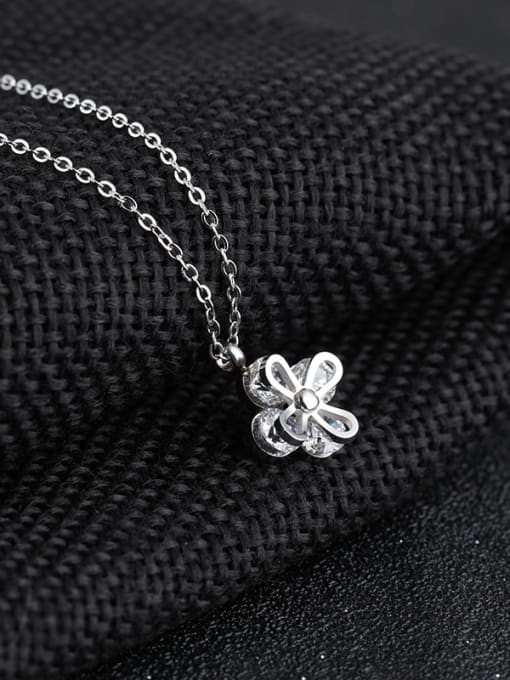 Open Sky Simple Flower Cubic Rhinestones Titanium Necklace 1