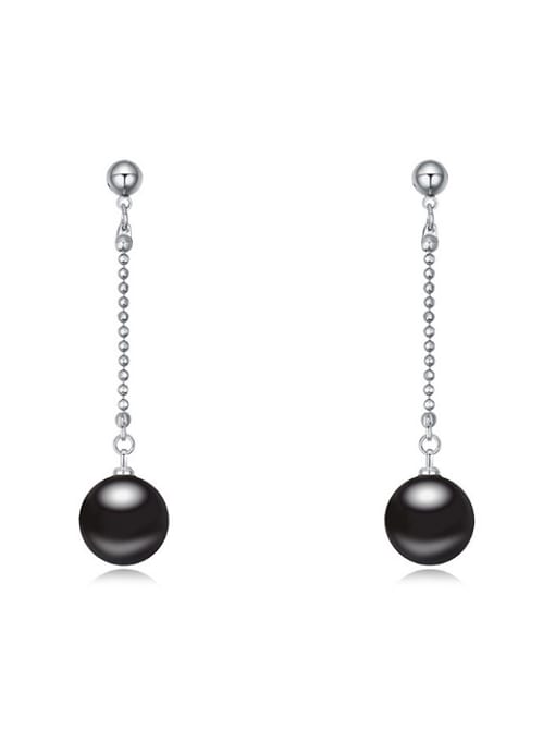 QIANZI Simple Imitation Pearl Platinum Plated Alloy Drop Earrings