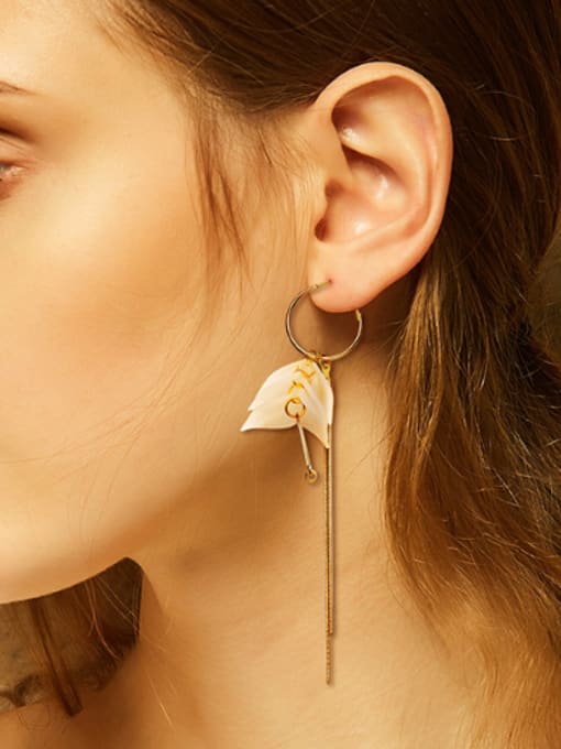 CEIDAI Fashion Tassels Gold Plated PVC Drop Earrings 1